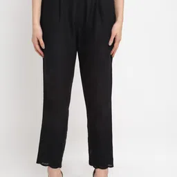 Cantabil Women Black Pleated Trousers-picture-17