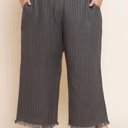 Kiaahvi by JOHN PRIDE Women Plus Size Striped Loose Fit Parallel Trousers-picture-20