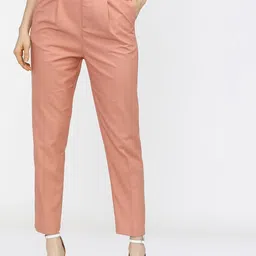 Tokyo Talkies Women Orange Tapered Fit Pleated Trousers-image-51