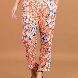 Boholyfe Women Ethnic Motifs Printed Mid-Rise Pleated Trousers-image-12