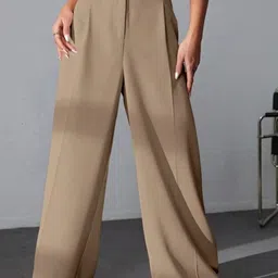 Next One Women Smart High-Rise Stretchable Wide Leg Baggy Fit Trousers-image-60