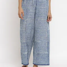 W The Folksong Collection Women Checked Mid Rise Pure Cotton Parallel Trousers-image-75