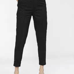 Tokyo Talkies Women Black Tapered Fit Trousers-picture-31