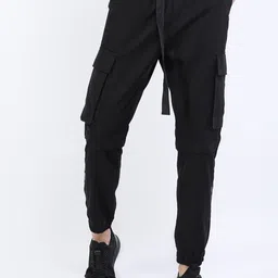 HIGHLANDER Men Black Solid Joggers-picture-3