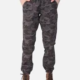 Woodland Women Grey Camouflage Printed Joggers-image-36