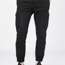 HIGHLANDER Men Black Slim Fit Easy Wash Joggers Trousers-image-21