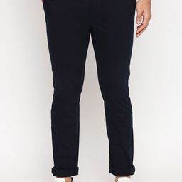 Basics Men Navy Blue Tapered Fit High-Rise Chinos Trousers-picture-34