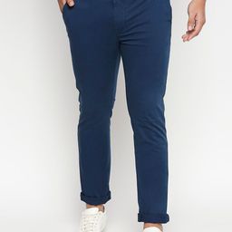 Basics Men Navy Blue Tapered Fit High-Rise Chinos Trousers-picture-45