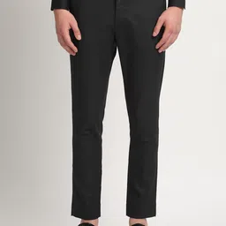 THE BEAR HOUSE Men Solid Tapered Fit Mid-Rise Formal Trousers-picture-34