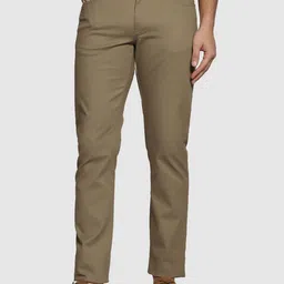 Blackberrys Men Cotton Plain Flat-Front Slim Fit Trousers image 1