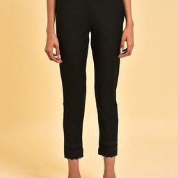 W Women Black Comfort Slim Fit Cropped Cigarette Trousers-picture-31