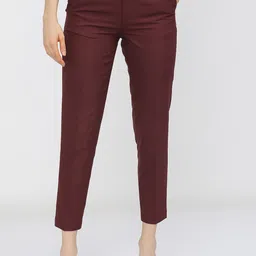 Tokyo Talkies Women Burgundy Slim Fit Trousers-image-38