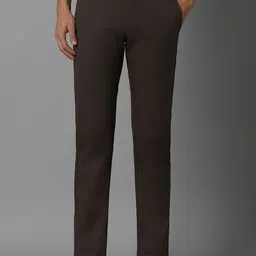 Allen Solly Men Brown Textured Slim Fit Trousers-picture-34