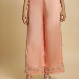 W Women Floral Embroidered Wide Leg Trousers-picture-11