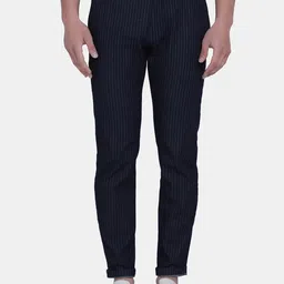 Blackberrys Men Blue Striped Phoenix Skinny Fit Cotton Trousers-picture-39