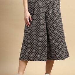 De Moza Women Polka Dot Printed High-Rise Pleated Culottes Trousers-picture-31