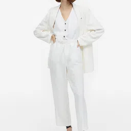 H&M Women Linen-Blend Tapered Trousers-picture-30