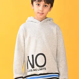 Anthrilo Boys Grey Melange & Blue No Limit Hoodie Jogger Set-image-92