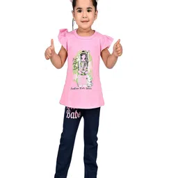 BAESD Girls Graphic Printed Cotton Top with Trousers-picture-49