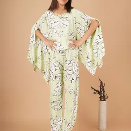 Unique Designers Girls Floral Printed Flared Sleeves Top with Trousers-picture-22