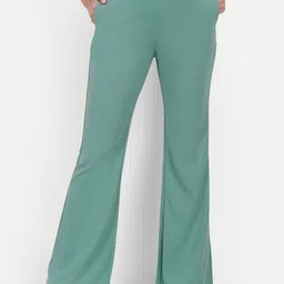 BROADSTAR Women Relaxed Flared High-Rise Easy Wash Bootcut Trousers-picture-12