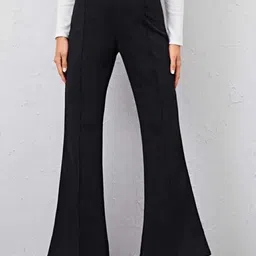 BROADSTAR Women Classic Flared High-Rise Easy Wash Bootcut Trousers-picture-19