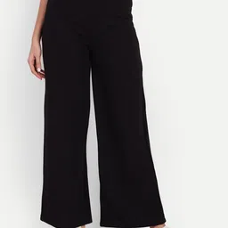 BROADSTAR Women Smart Loose Fit High-Rise Easy Wash Stretchable Parallel Trousers-picture-3