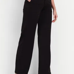 BROADSTAR Women Black Smart Loose Fit High-Rise Cotton Trousers-picture-36