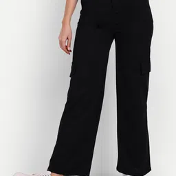 BROADSTAR Women Smart Loose Fit High-Rise Stretchable Easy Wash Cargo Trousers-picture-46