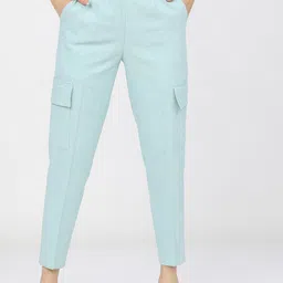 Tokyo Talkies Women Sea Green Tapered Fit Easy Wash Trousers-picture-46