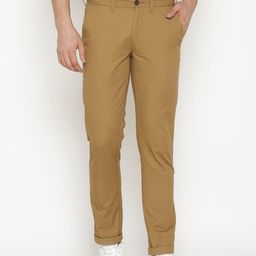 t-base Men Brown Straight Fit Easy Wash Trousers-picture-12