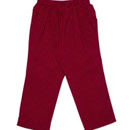 Hoop Hippo Girls Maroon Striped Smart Loose Fit High-Rise Trousers image 3