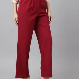 Latin Quarters Women High-Rise Pleated Regular Trouser image 2