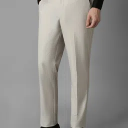 Louis Philippe Men Textured Slim Fit Mid Rise Flat Front Formal Trousers image 2