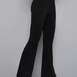 BROADSTAR Women Comfort Flared High-Rise Easy Wash Bootcut Trousers image 2