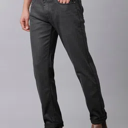 YOVISH Men Black Tailored Tapered Fit Coated Jeans image 4