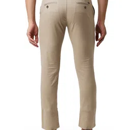Basics Cotton Tapered Fit Plain Chinos Trousers image 3