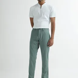 RARE RABBIT Men Slim Fit Mid-Rise Cotton Casual Trousers image 2