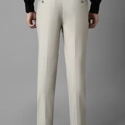 Louis Philippe Men Textured Slim Fit Mid Rise Flat Front Formal Trousers image 3