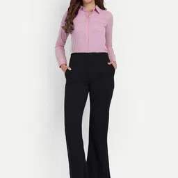 Next One Women Relaxed Flared High-Rise Non Iron Bootcut Trousers image 3