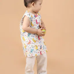 Polka Tots Kids Printed Pure Cotton Top with Trousers image 3