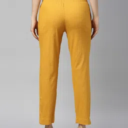 GOLDSTROMS Women Mustard Yellow Cotton Trousers image 3