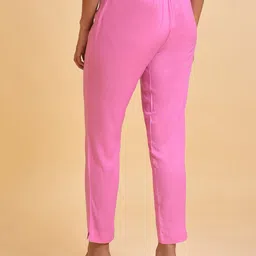 W Women Pink Mid-Rise Slim Fit Trousers image 2