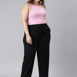 Go Colors Women Plus Size Relaxed Loose Fit Trousers image 3