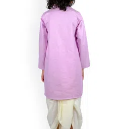 Sethukrishna Boys Purple and White Pure Cotton Kurta with Dhoti Pant image 5