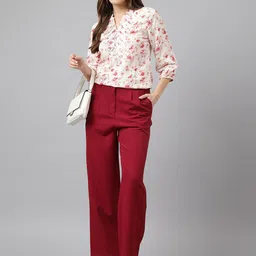 Latin Quarters Women High-Rise Pleated Regular Trouser image 4