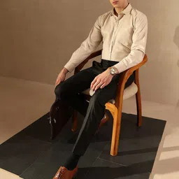 DENNISON Men Tapered Fit Self Check Pleated Trousers image 2