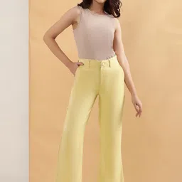 elleven Women Relaxed Flared High-Rise Boot Cut Trousers image 5