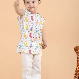 Polka Tots Kids Printed Pure Cotton Top with Trousers image 4
