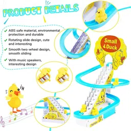 giftsrus Duck Race Track Set with Automatic Stair-3 Climbing Ducklings with Light & Music image 3